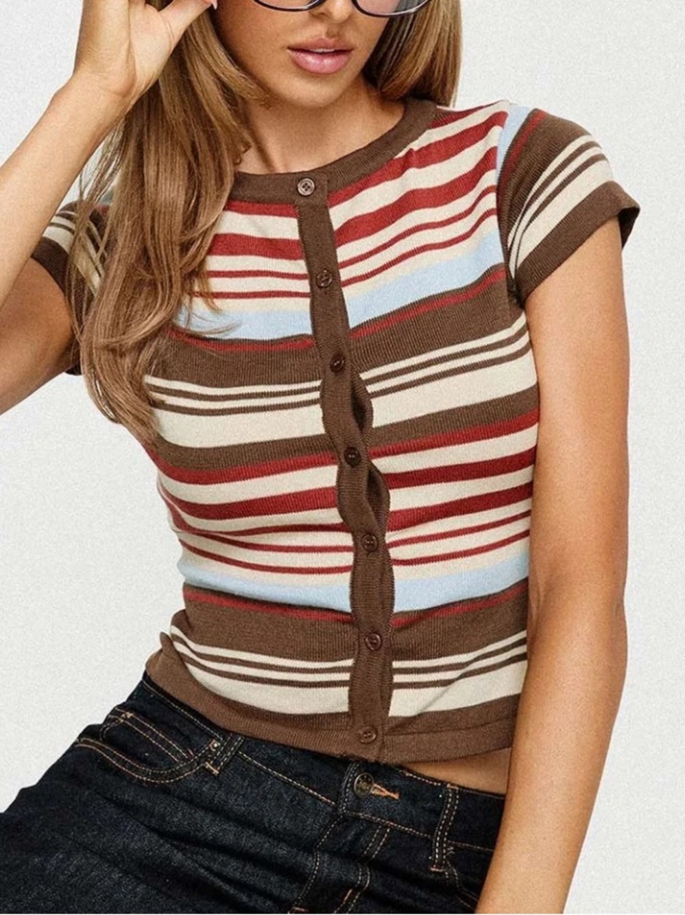 Norelai Short Sleeve Knit Top Multi Stripe from Princess Polly